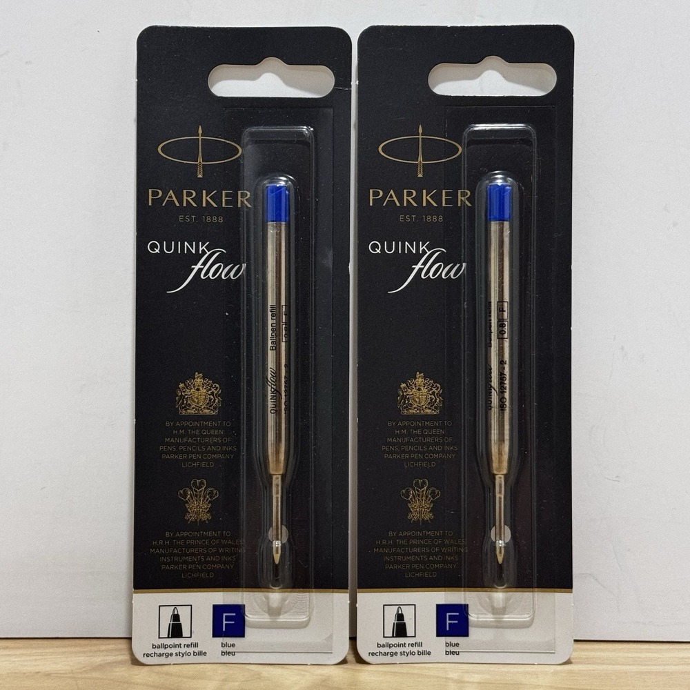 Parker Quink Flow Ballpoint FINE Point BLUE Ink Refill Ballpen QTY 2 NEW SEALED